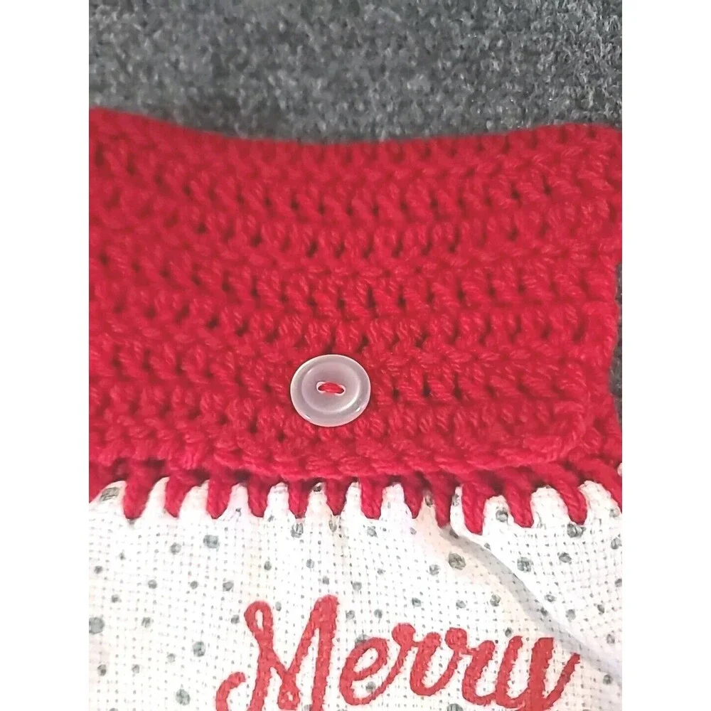 NEW Handmade Crochet Santa Christmas Kitchen Oven Door Hanging Hand Towel